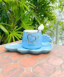 Bộ Ly Sứ Kèm Muỗng và Tách Đôi Cánh Thiên Thần Đáng Yêu
