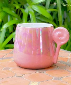 Ly Sứ Hiệu Ứng Loang Màu Tay Cầm Hình Kẹo Dễ Thương