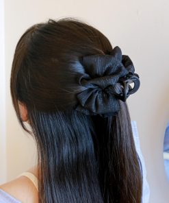 Kẹp Tóc Nơ Voan Nhỏ Đen Bằng Nhựa Phong Cách Hàn Quốc