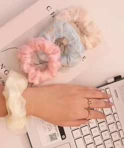 Dây Buộc Tóc Voan Hoa Vintage Mềm Nữ Tính