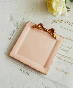 Khay Đựng Nến Vuông Hồng Thanh Lịch