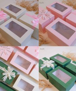 Hộp chữ nhật nắp kính & Nơ – Nhẹ nhàng tinh tế – 18x12x10