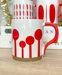 Ly Sứ Màu Đỏ Họa Tiết Noel Quà Tặng Giáng Sinh