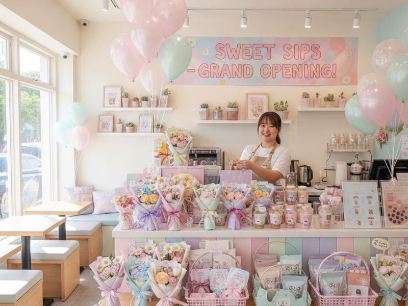 Quà Tặng Mừng Khai Trương Quán Trà Sữa Nhỏ Dễ Thương Và Ý Nghĩa